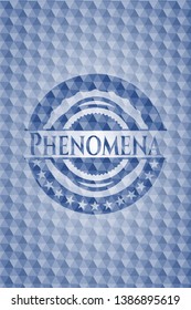 Phenomena blue hexagon badge. Vector Illustration. Detailed.