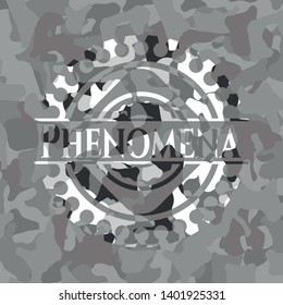 Phenomena grey camo emblem. Vector Illustration.