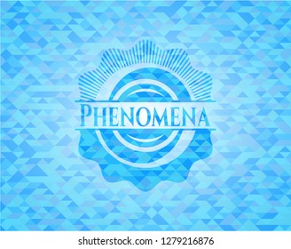 Phenomena realistic light blue emblem. Mosaic background
