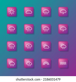 Phenomena weather Set of 16 trendy simple icons for UI and app.