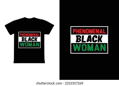 Phenomenal Black Woman. Women's day t-shirt design template.