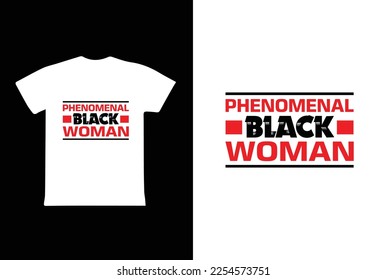 Phenomenal Black Woman. Women's day 8 march t-shirt design template