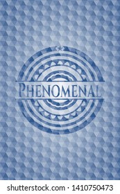 Phenomenal blue badge with geometric pattern background. Vector Illustration. Detailed.