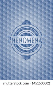 Phenomenal blue hexagon badge. Vector Illustration. Detailed.