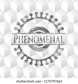 Phenomenal grey emblem with cube white background