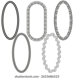 Coleção fenomenológica de quadros. Padrão de elaboração decorativo. Vetor de contorno clássico. Elegante estilo minimalista. EPS 10.