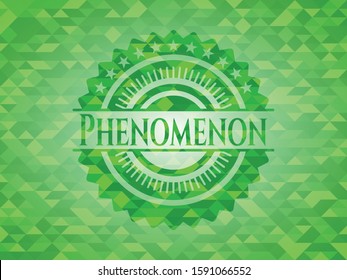 Phenomenon green emblem. Mosaic background. Vector Illustration. Detailed.