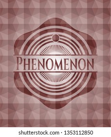 Phenomenon red badge with geometric pattern. Seamless.