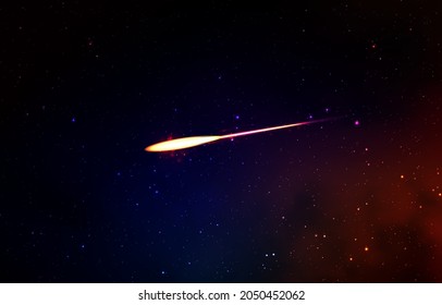 the phenomenon of shooting stars or comets in the sky with thousand stars