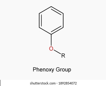 Phenoxy functional group molecule atom formula isolated on white background organic chemistry molecular structure atomic phenol compound