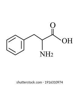 Phenylalanine is an amino acid. Chemical molecular formula Phenylalanine Amino Acid. Vector illustration on isolated background