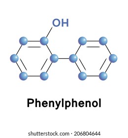 Phenylphenol chemical compound moleccular structure. Vector illustration.
