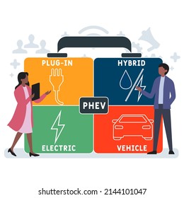 PHEV - Plug-in Hybrid Electric Vehicle acronym. business concept background.  vector illustration concept with keywords and icons. lettering illustration with icons for web banner, flyer, landing pag