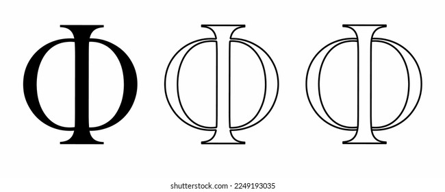 Icono vectorial de letra griega Phi aislado en fondo blanco.phi Symbol