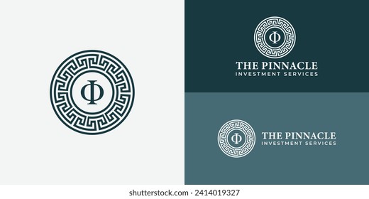 Phi Greek logo applied for business and finance industry logo presented with multiple background colors. The logo is also suitable for business and consulting company logo design inspiration template