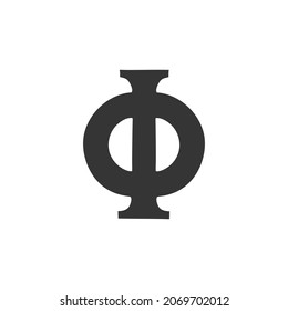 Phi Icon Silhouette Illustration. Golden Number Vector Graphic Pictogram Symbol Clip Art. Doodle Sketch Black Sign.