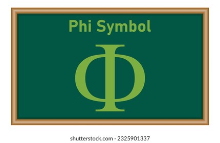 Phi symbol icon with name. greek alphabet letter.
