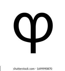 phi symbol on white background.