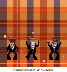 Phi ta khon is an Esan festival in Loei province, the Ghost Festival of Thailand in loincloth pattern background.