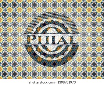 Phial arabesque style badge. arabic decoration.
