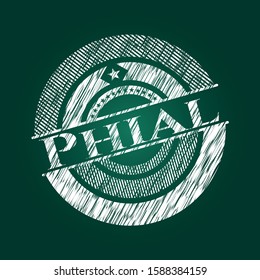 Phial chalk emblem written on a blackboard. Vector Illustration. Detailed.