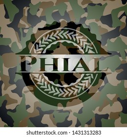Phial on camo texture. Vector Illustration. Detailed.