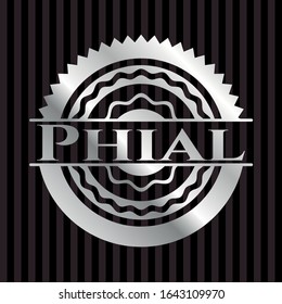 Phial silvery badge. Vector Illustration. Mosaic.