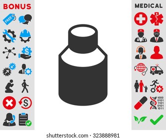 Phial vector icon. Style is bicolor flat symbol, blue and gray colors, rounded angles, white background.