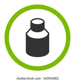 Phial vector icon. Style is bicolor flat rounded symbol, eco green and gray colors, rounded angles, white background.