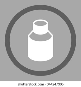 Phial vector icon. Style is bicolor flat rounded symbol, dark gray and white colors, rounded angles, silver background.