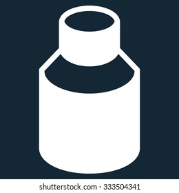 Phial vector icon. Style is flat symbol, white color, rounded angles, dark blue background.