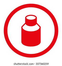 Phial vector icon. Style is flat rounded symbol, red color, rounded angles, white background.