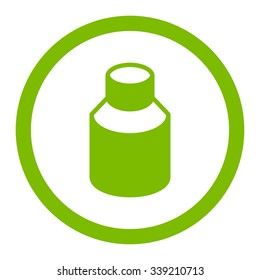 Phial vector icon. Style is flat rounded symbol, eco green color, rounded angles, white background.