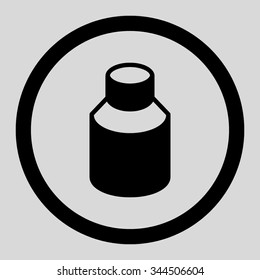 Phial vector icon. Style is flat rounded symbol, black color, rounded angles, light gray background.