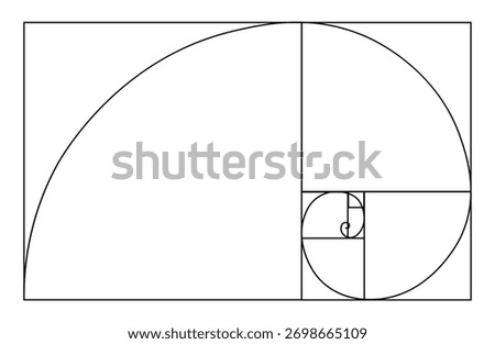 Phibonacci golden ratio. Photography composition rules colorful frame design template.