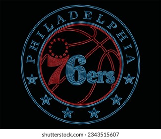 Philadelphia 76ers rhinestone t-shirt design