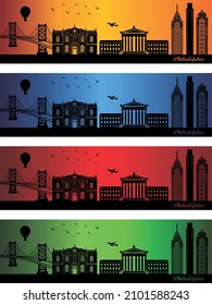 Philadelphia city in a four different colors