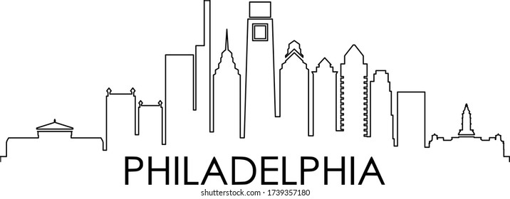 PHILADELPHIA City Pennsylvania Skyline Silhouette Cityscape Vector