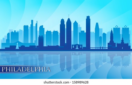 Philadelphia city skyline detailed silhouette. Vector illustration 