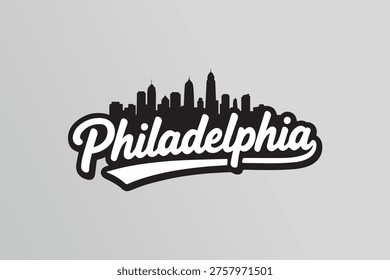 Philadelphia city skyline script logo- Pennsylvania -  United States region city Typography Text Vector Graphic 
