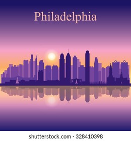Philadelphia city skyline silhouette background, vector illustration
