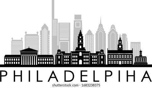 PHILADELPHIA City Skyline Silhouette Vector