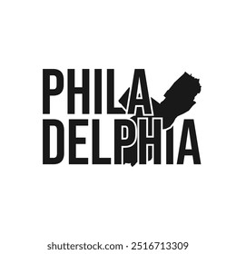 philadelphia city symbol, map icon with vector silhouette