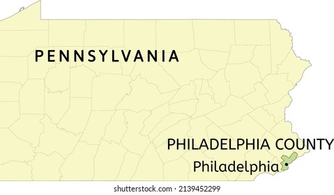 Philadelphia County And City Of Philadelphia Location On Pennsylvania State Map