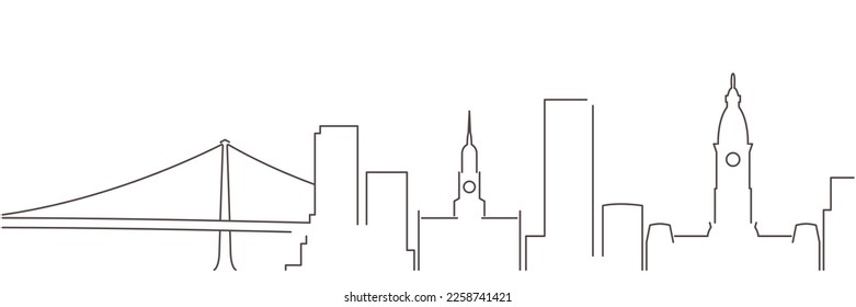 Philadelphia Dunkle Linie einfache minimalistische Skyline mit weißem Hintergrund