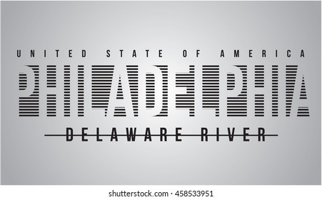 Philadelphia delaware river usa vector typography