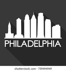 Philadelphia Flat Icon Skyline Silhouette Design City Vector Art Famous Buildings