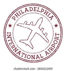 Philadelphia International Airport Stamp. Airport Of Philadelphia Round Logo. Vector Illustration.