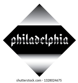 philadelphia label on white background