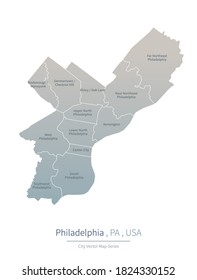 Philadelphia Map Pennsylvania Major City United Stock Vector (Royalty ...